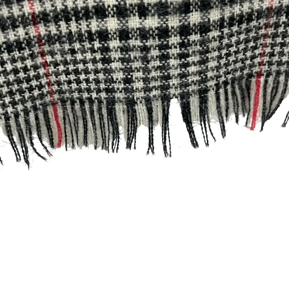 Lambswool Scarf Windowpane Gray White Black Red
